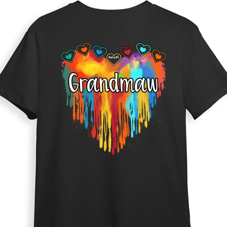 Grandma Melting Colorful Heart Personalized Shirt