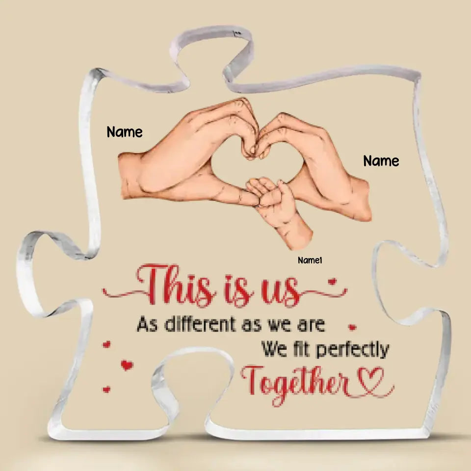 This Is Us - Family Personalized Custom Puzzle Shaped Acrylic Plaque - Gift For Family Members