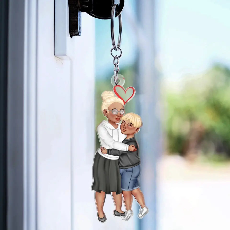 Arm In Arm Hugging - Loving Gift For Mom, Mother, Nana, Grandma - Personalized Cutout Acrylic Keychain