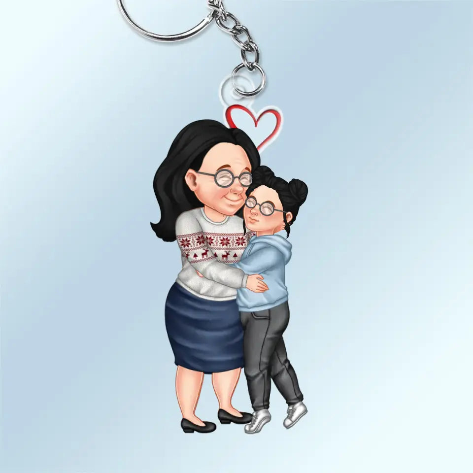 Arm In Arm Hugging - Loving Gift For Mom, Mother, Nana, Grandma - Personalized Cutout Acrylic Keychain