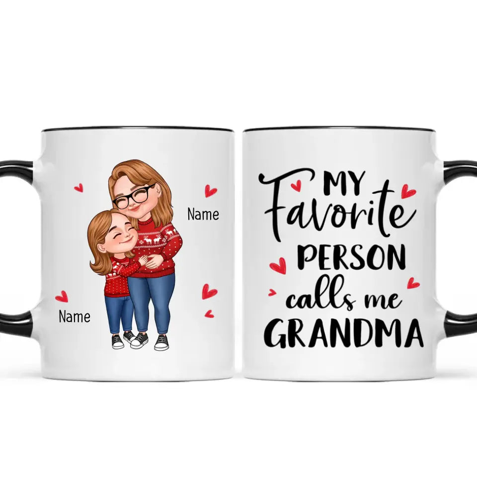 My Favorite People Call Me Grandma Cartoon Grandma Grandkids Hugging Personalized Mug