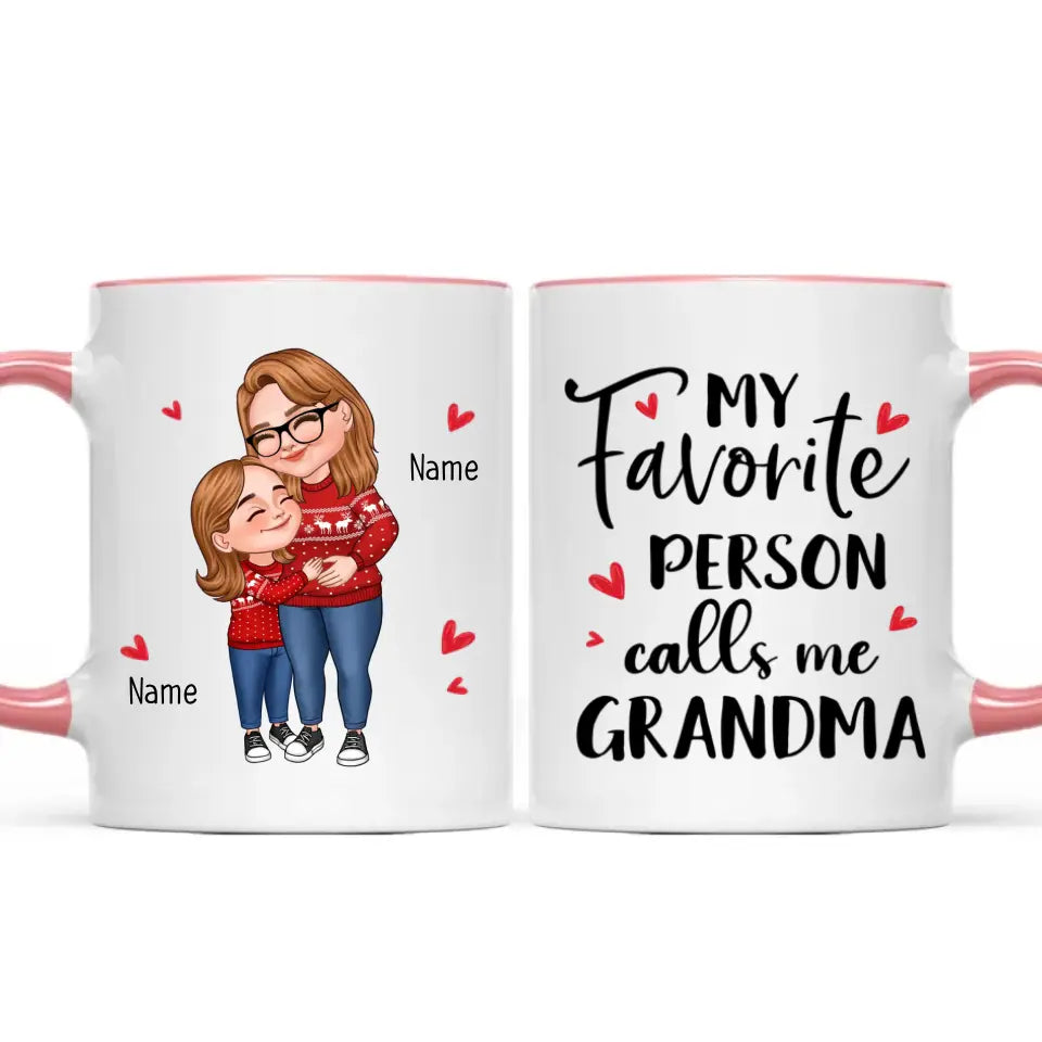 My Favorite People Call Me Grandma Cartoon Grandma Grandkids Hugging Personalized Mug