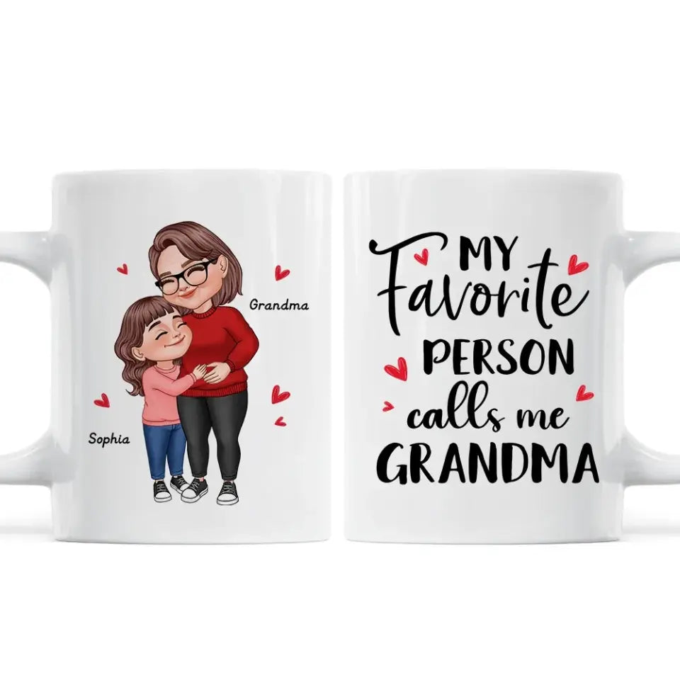 My Favorite People Call Me Grandma Cartoon Grandma Grandkids Hugging Personalized Mug