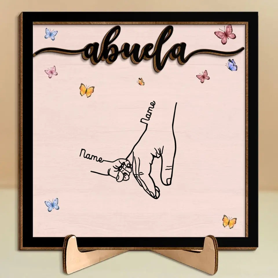 Holding Mom's Hand - Personalized Wooden Plaque