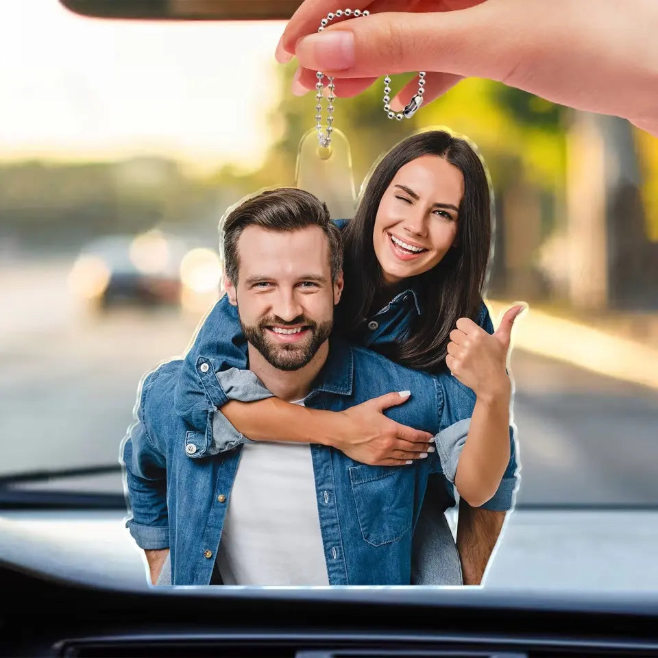 Custom Photo Couple Family - Gift For Couples - Personalized Acrylic Car Hanger