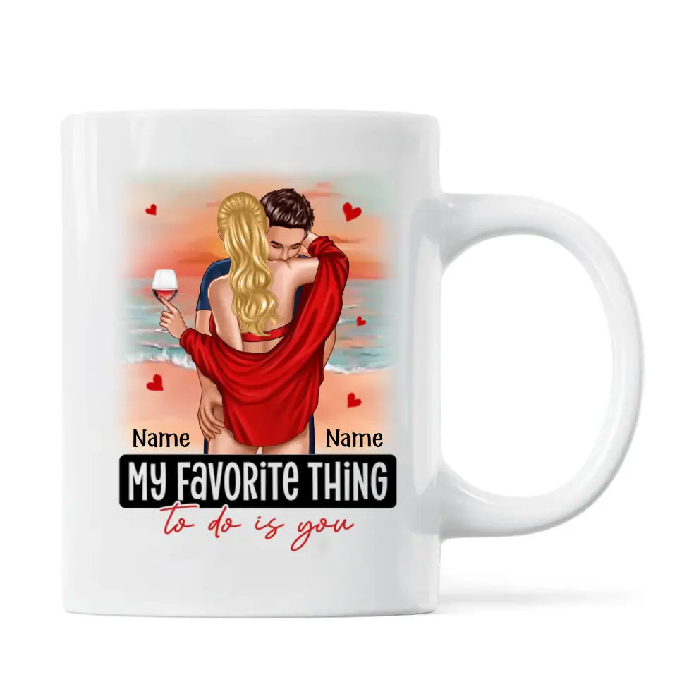 Couple Standing Kissing At Beach Personalized Mug