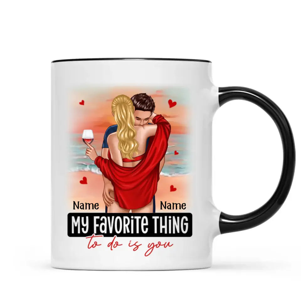 Couple Standing Kissing At Beach Personalized Mug