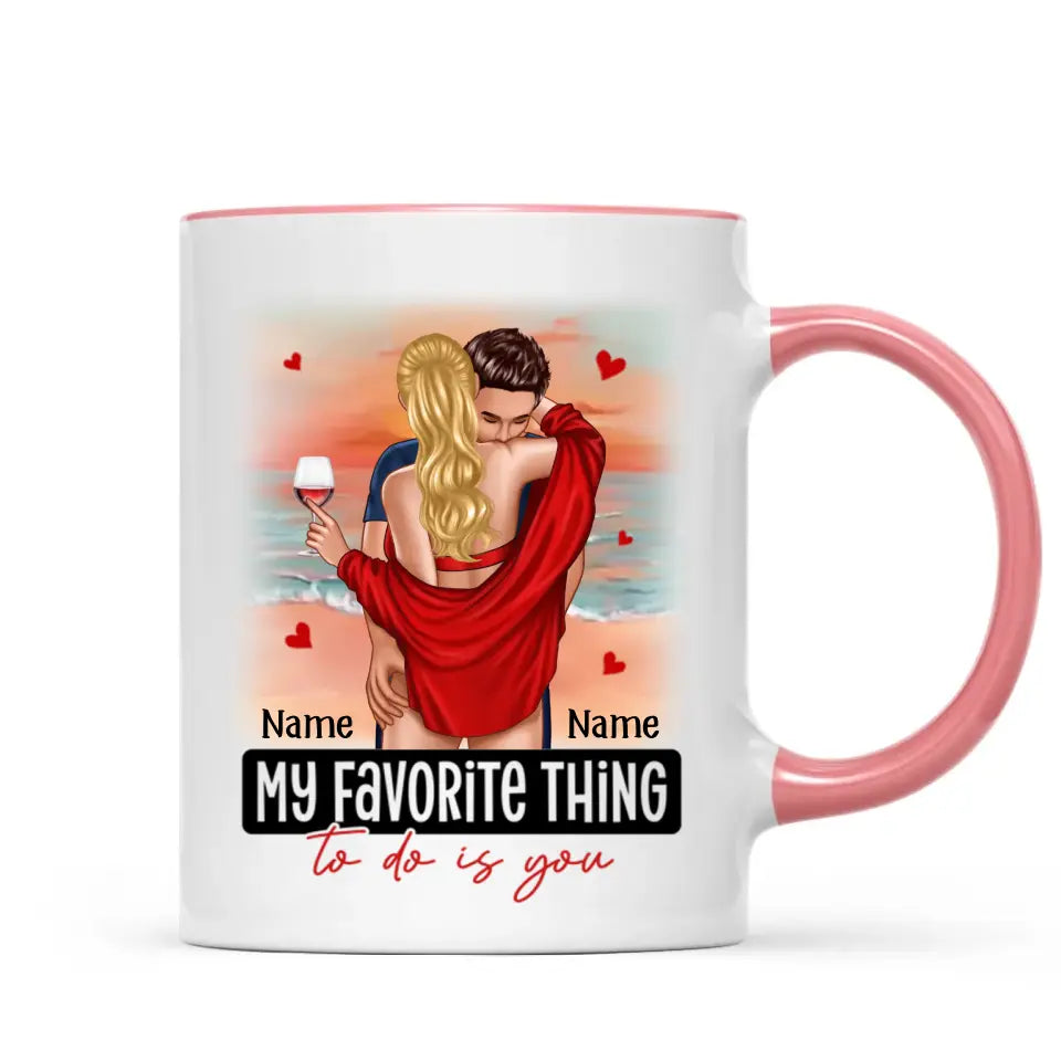 Couple Standing Kissing At Beach Personalized Mug