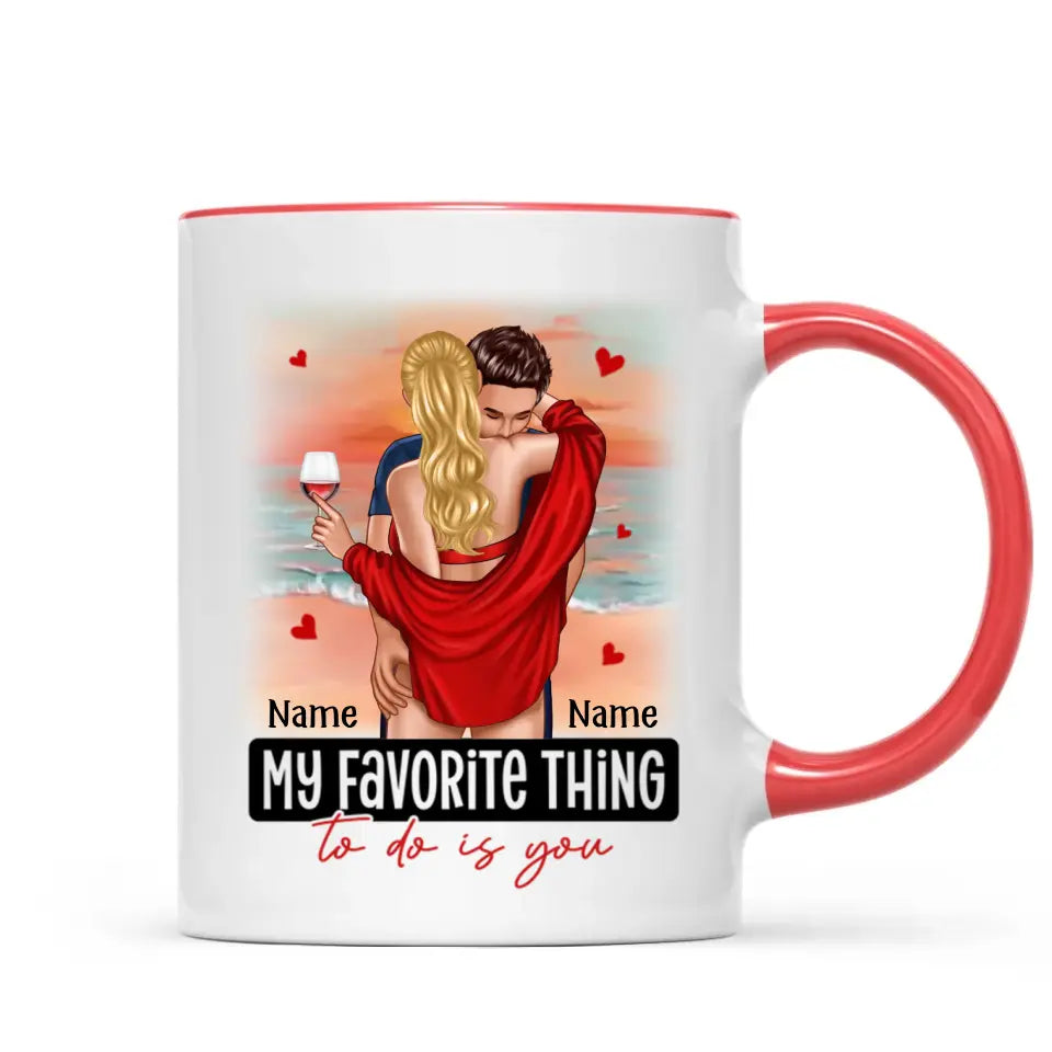 Couple Standing Kissing At Beach Personalized Mug