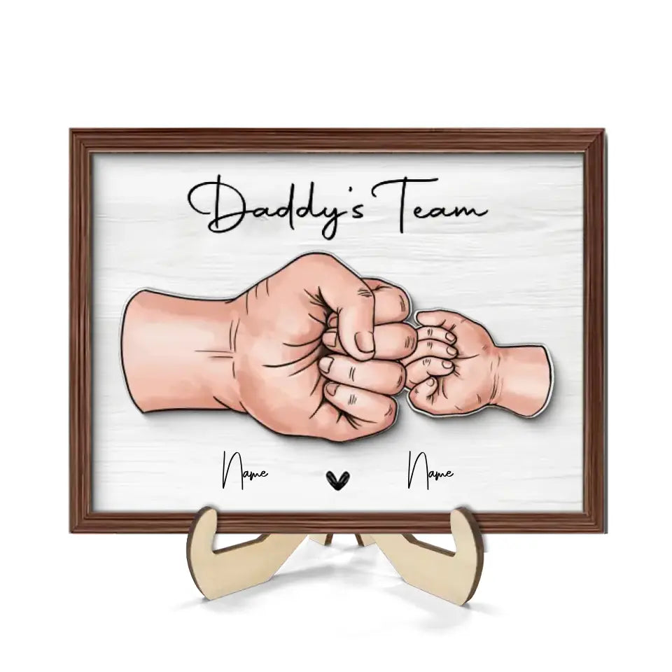 Daddy‘s Team Fist Bump Personalized 2-Layer Wooden Plaque