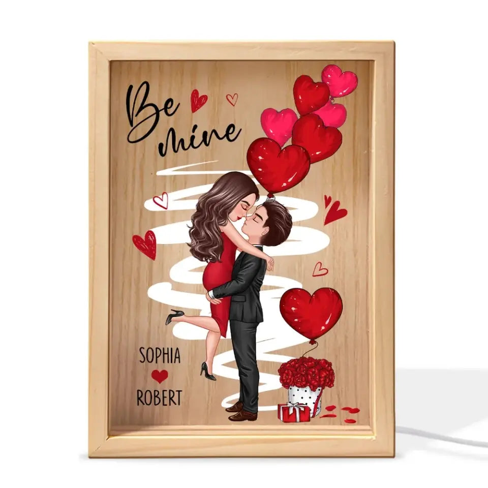 Be Mine Doll Couple Kissing Valentine‘s Day Gift Personalized Frame Light Box