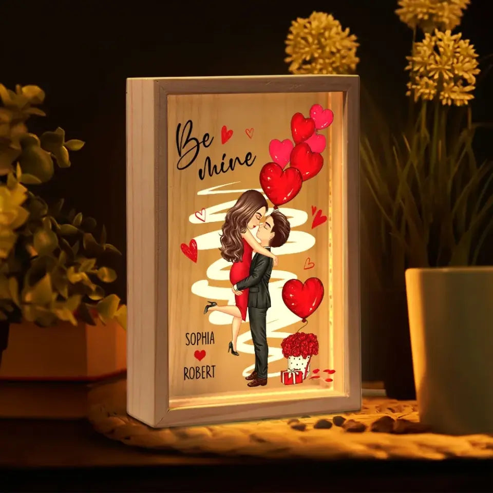 Be Mine Doll Couple Kissing Valentine‘s Day Gift Personalized Frame Light Box