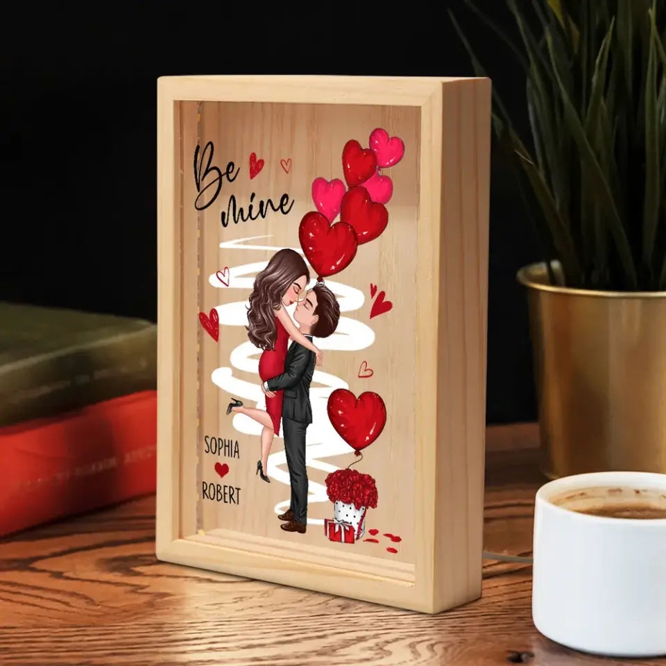 Be Mine Doll Couple Kissing Valentine‘s Day Gift Personalized Frame Light Box