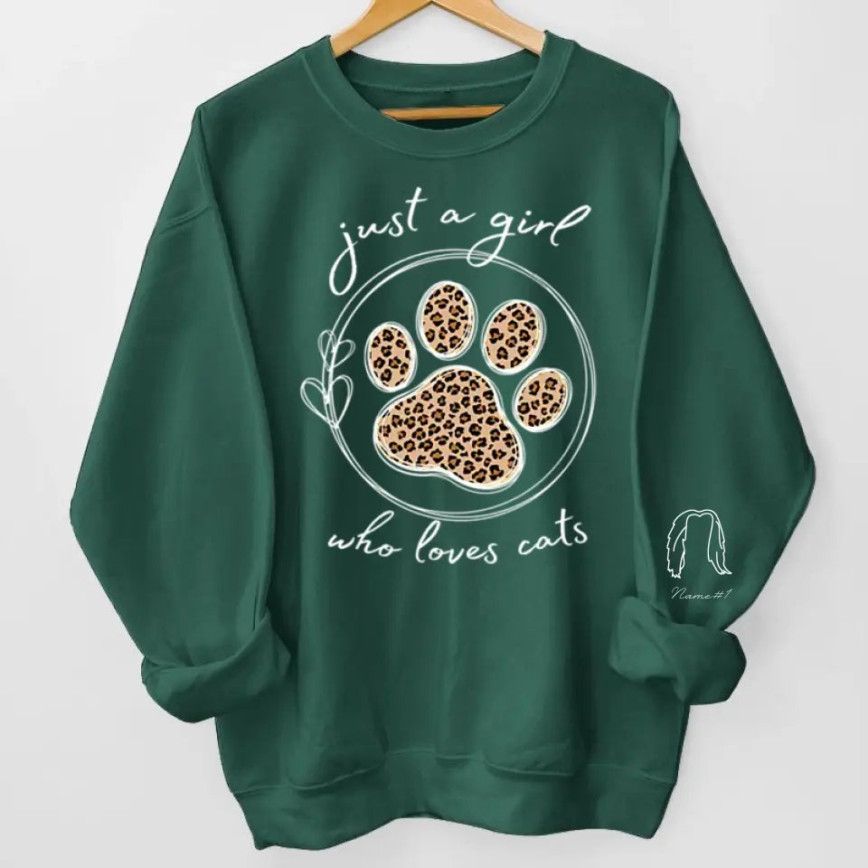 A Girl Who Loves Pets - Dog & Cat Personalized Custom Unisex Sweatshirt With Design On Sleeve - Gift For Pet Owners, Pet Lovers