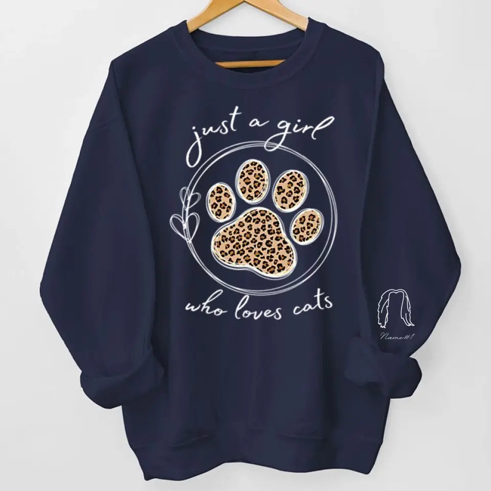 A Girl Who Loves Pets - Dog & Cat Personalized Custom Unisex Sweatshirt With Design On Sleeve - Gift For Pet Owners, Pet Lovers