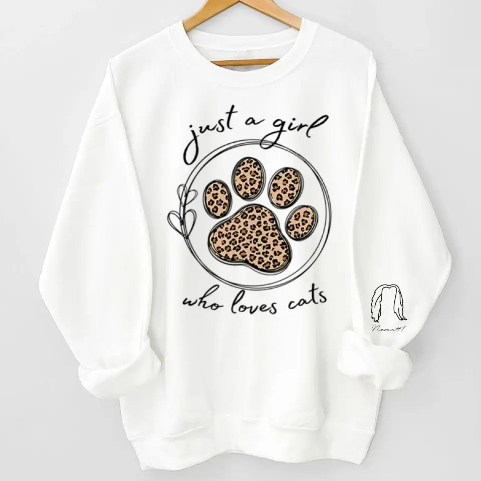 A Girl Who Loves Pets - Dog & Cat Personalized Custom Unisex Sweatshirt With Design On Sleeve - Gift For Pet Owners, Pet Lovers