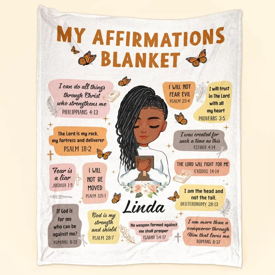 Christian Bible Verse Affirmations - Personalized Blanket