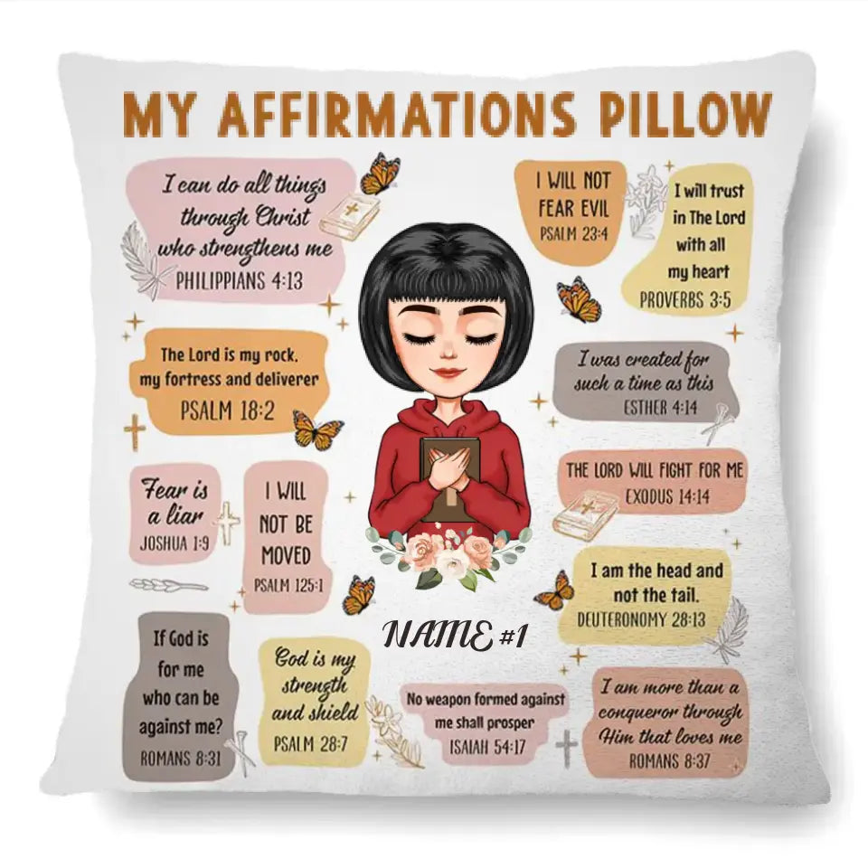 Christian Bible Verse Affirmations - Personalized Pillow (Insert Included)