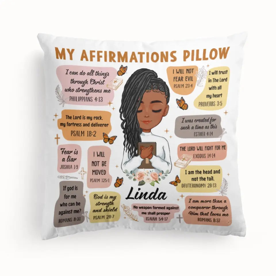 Christian Bible Verse Affirmations - Personalized Pillow (Insert Included)