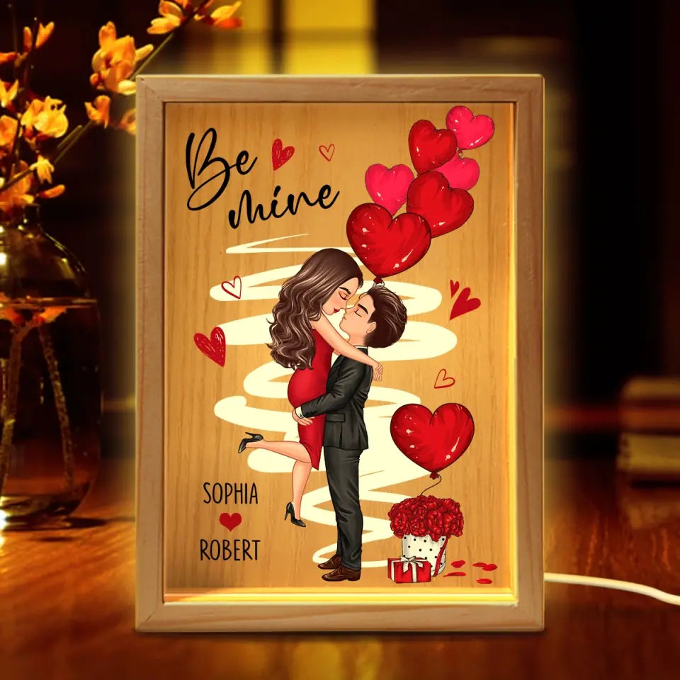 Be Mine Doll Couple Kissing Valentine‘s Day Gift Personalized Frame Light Box