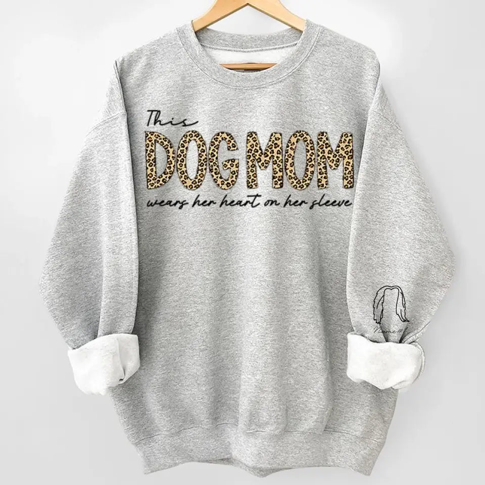 Fur Mama Wears Heart On Sleeve - Dog Personalized Custom Unisex Sweatshirt With Design On Sleeve - Gift For Pet Owners, Pet Lovers