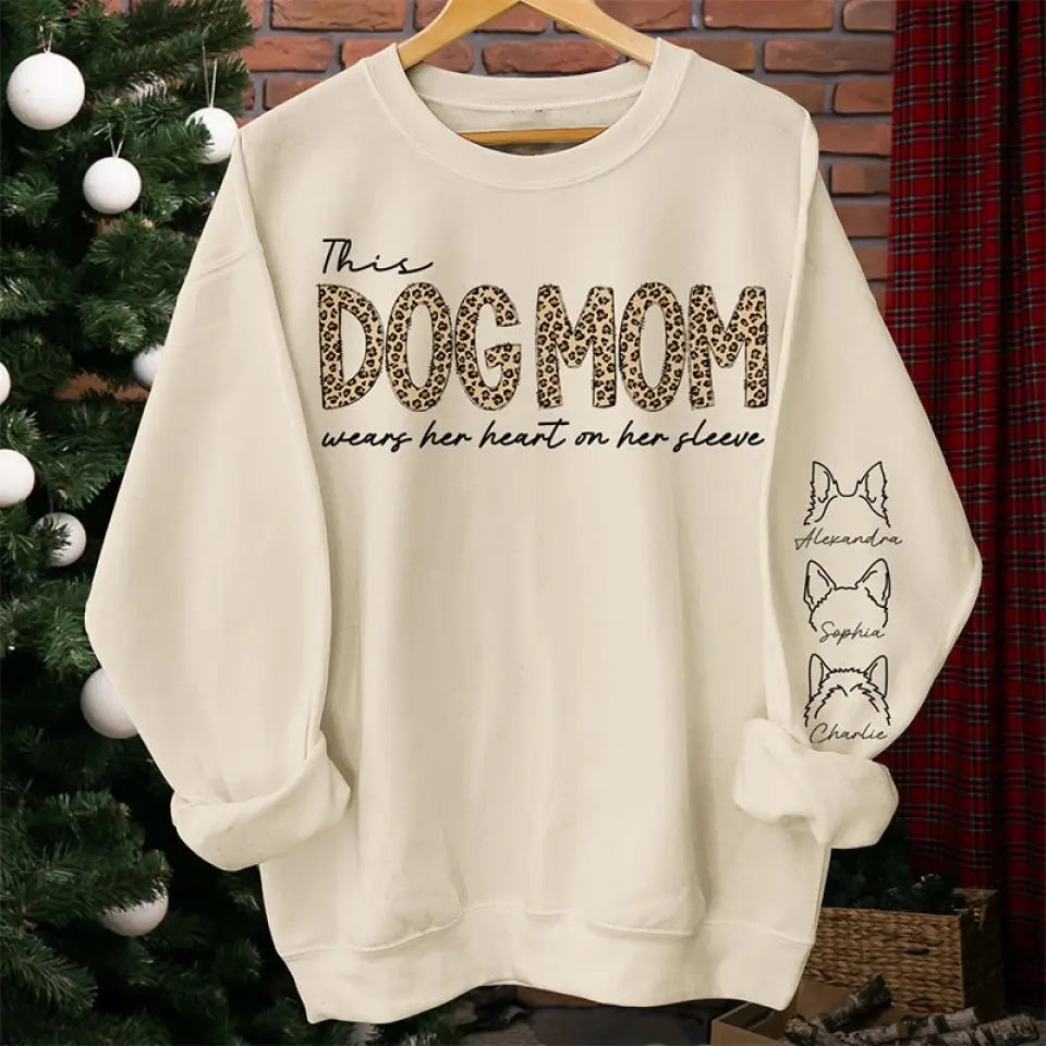 Fur Mama Wears Heart On Sleeve - Dog Personalized Custom Unisex Sweatshirt With Design On Sleeve - Gift For Pet Owners, Pet Lovers