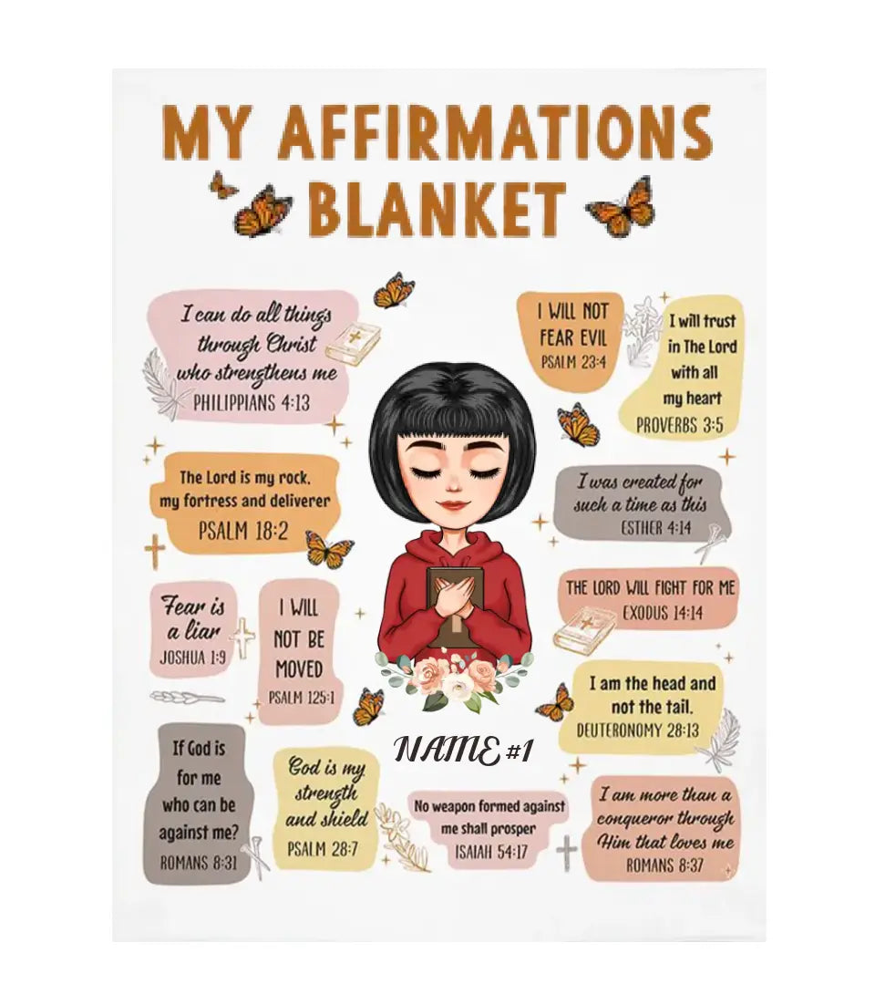 Christian Bible Verse Affirmations - Personalized Blanket