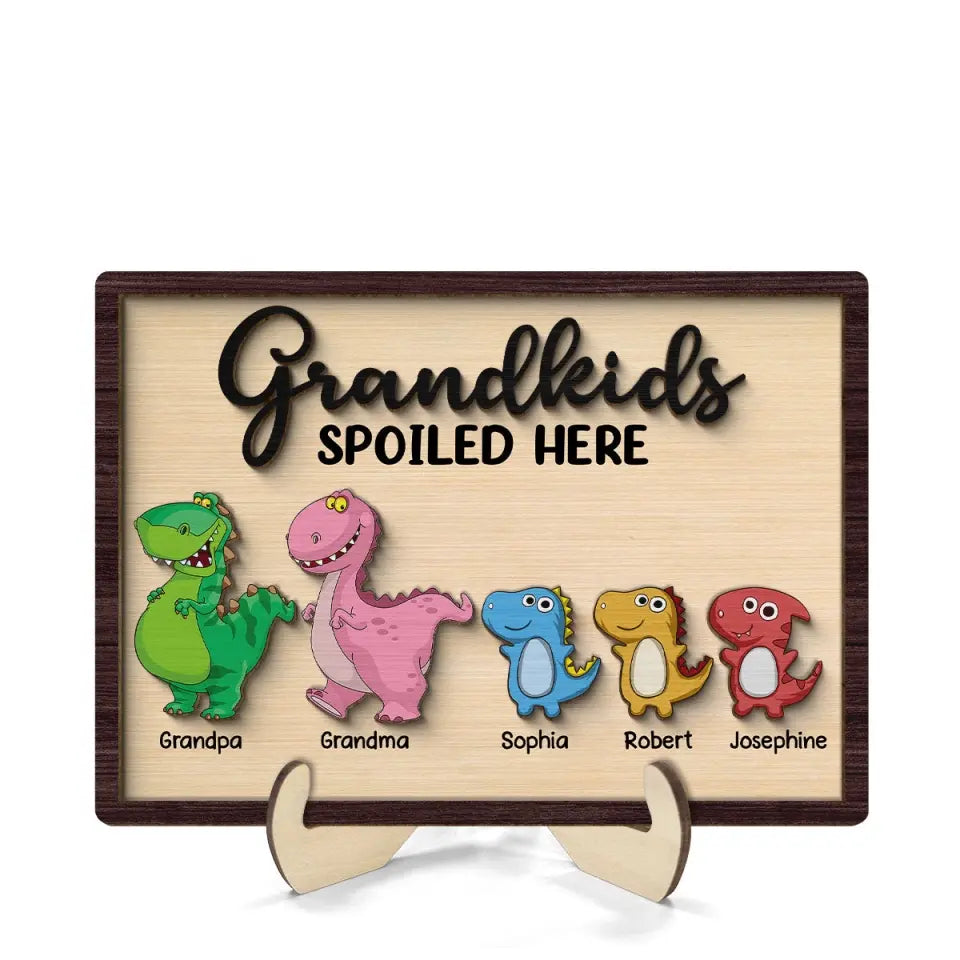 Grandkids Spoiled Here Grandparent Home Decor Personalized 2-Layer Wooden Plaque Plaque