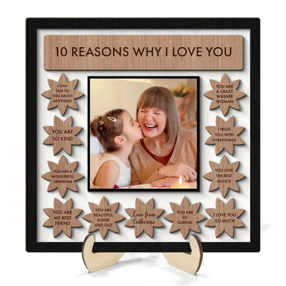 Grandma Mom Reason Why I Love You Photo Personalized 2-layer Wooden Plaque