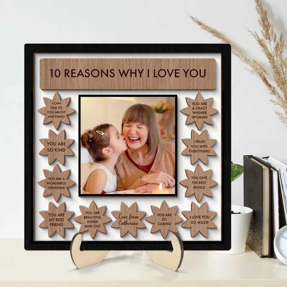 Grandma Mom Reason Why I Love You Photo Personalized 2-layer Wooden Plaque