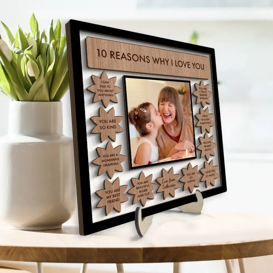 Grandma Mom Reason Why I Love You Photo Personalized 2-layer Wooden Plaque