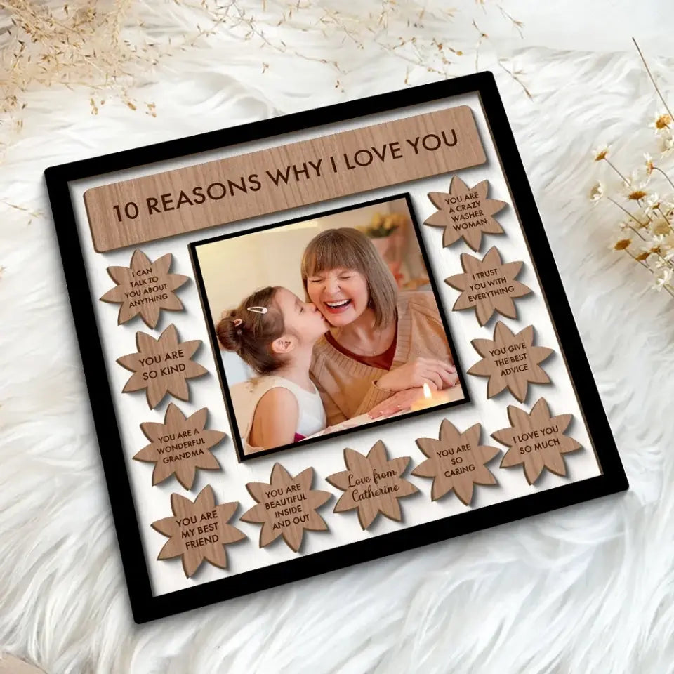 Grandma Mom Reason Why I Love You Photo Personalized 2-layer Wooden Plaque