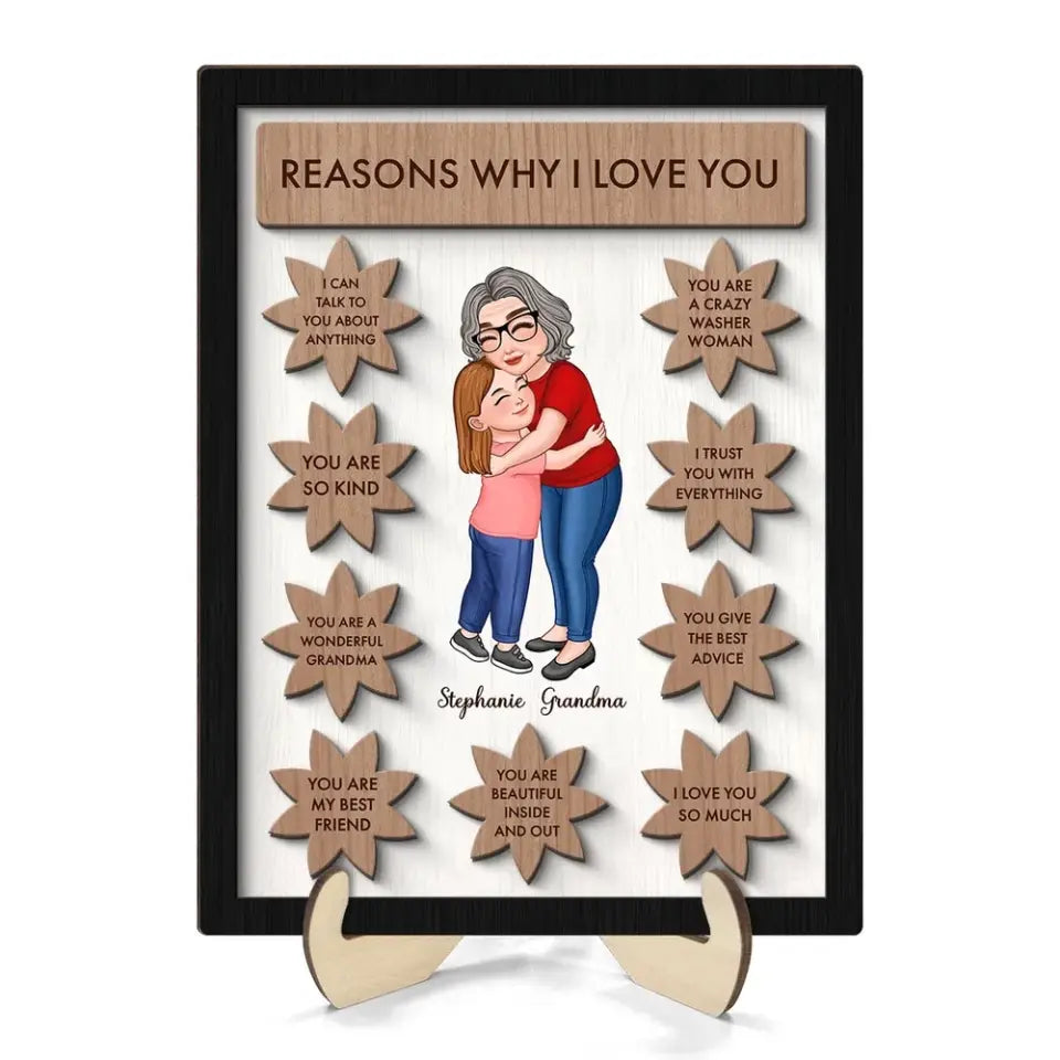 Grandma Mom Reason Why I Love You Kid Personalized 2-layer Wooden Plaque