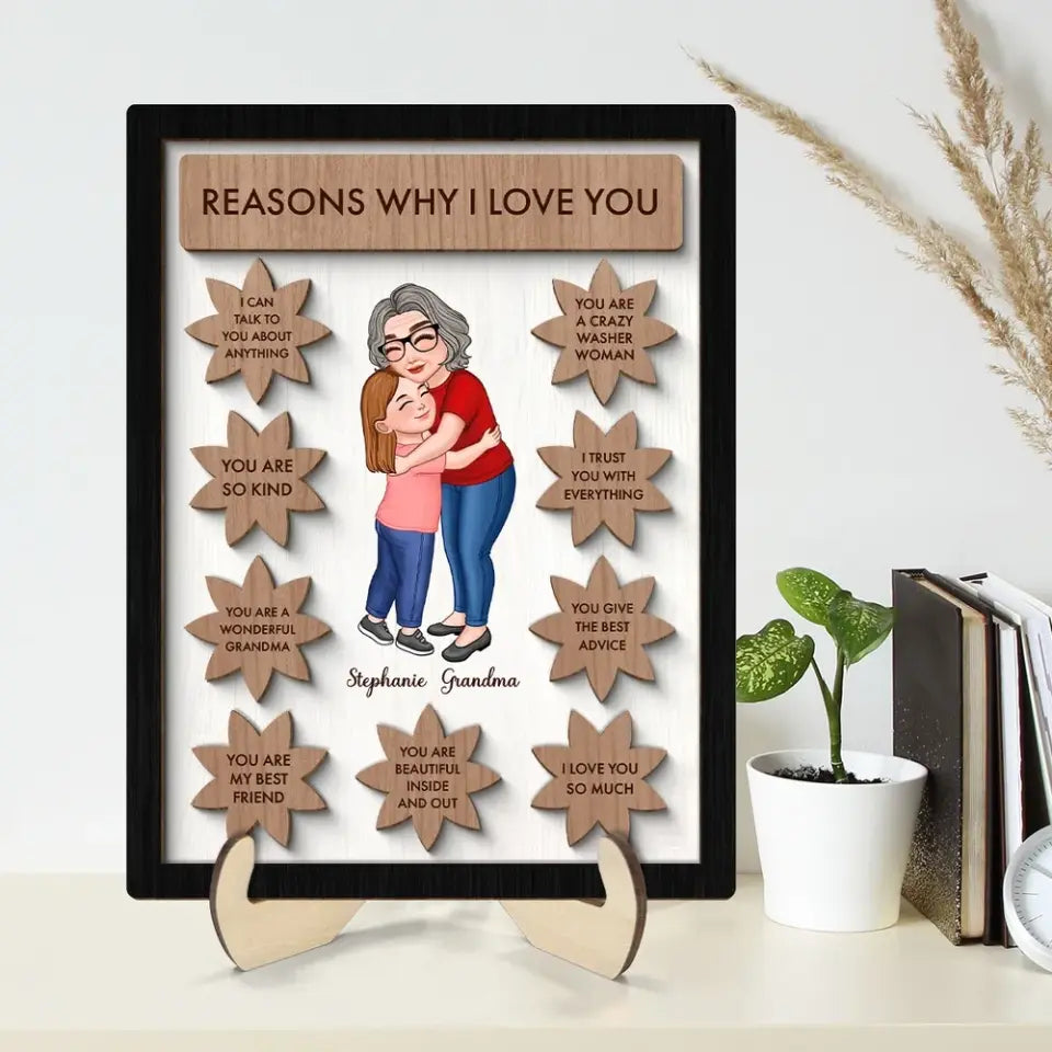 Grandma Mom Reason Why I Love You Kid Personalized 2-layer Wooden Plaque