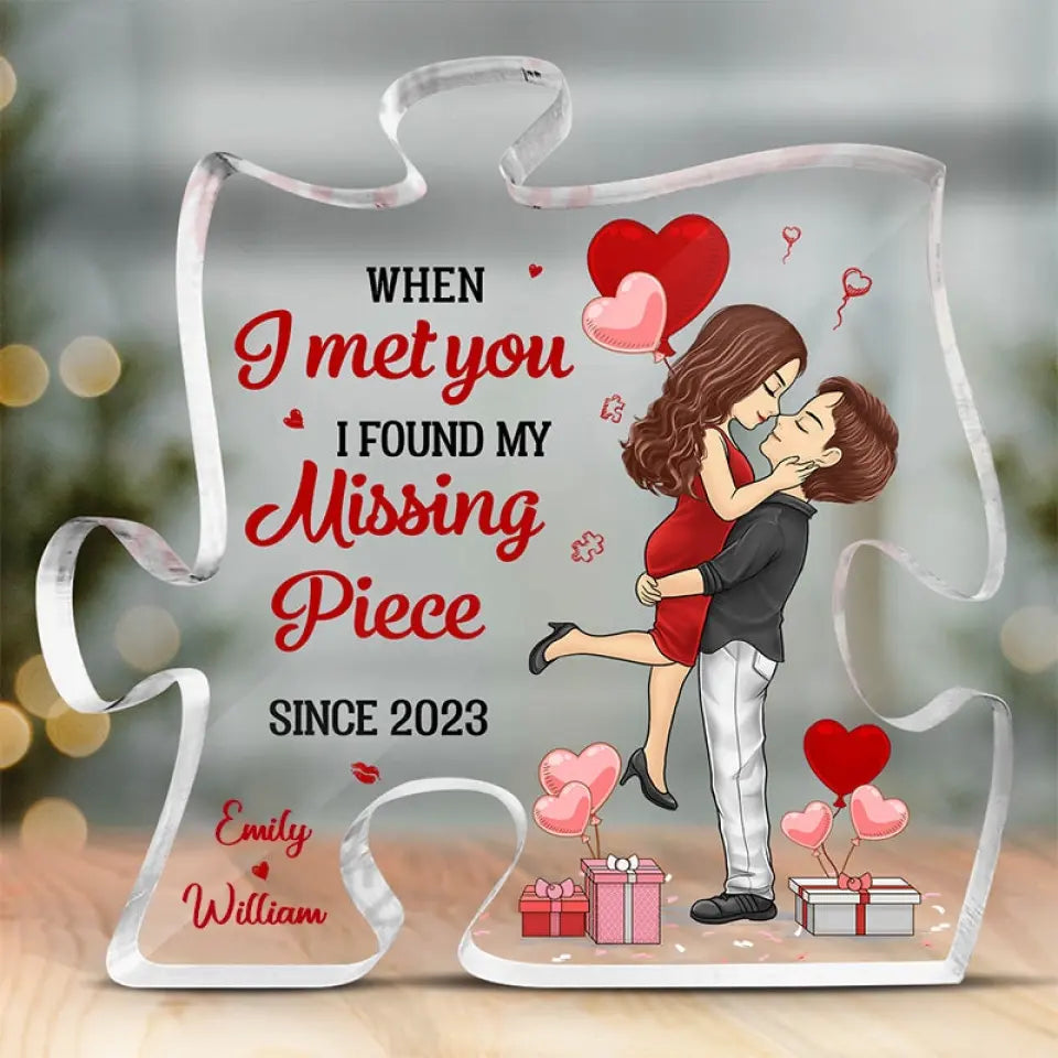 You Are The Missing Piece To My Heart - Couple Personalized Custom Puzzle Shaped Acrylic Plaque - Gift For Husband Wife, Anniversary