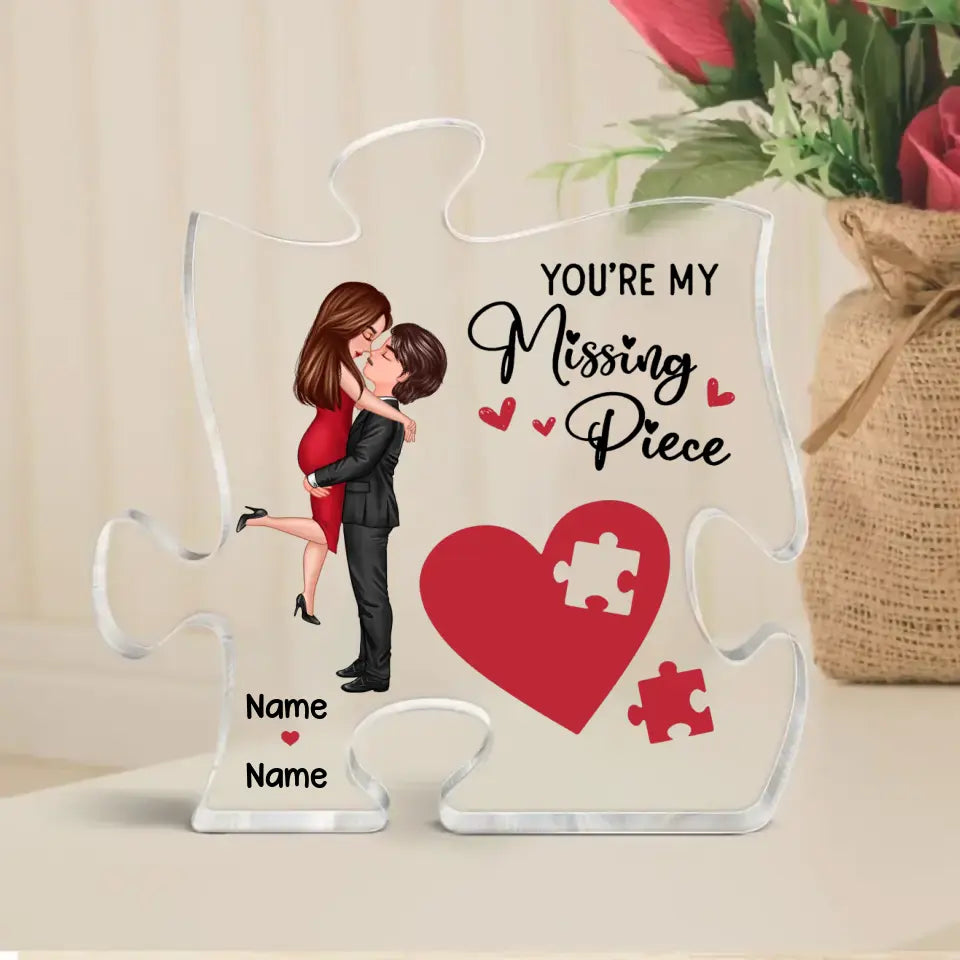 Couple Missing Piece Red Heart Valentine‘s Day Gift For Her Gift For Him Personalized Acrylic Plaque