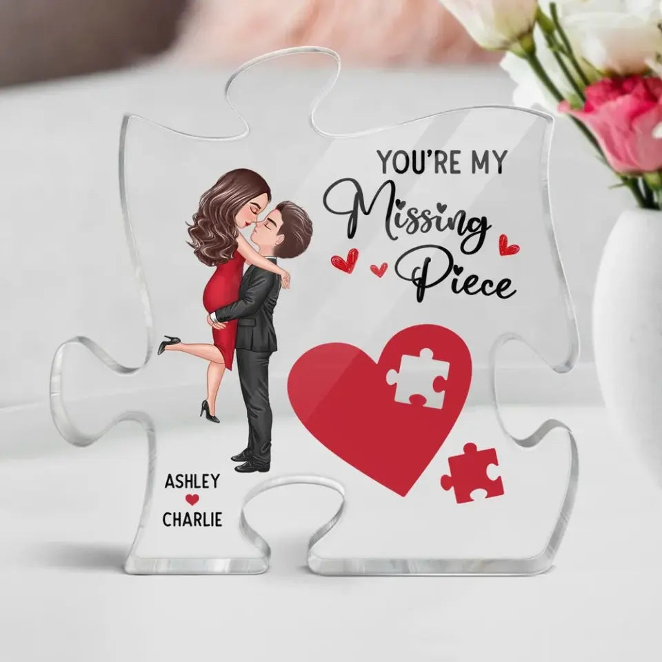 Couple Missing Piece Red Heart Valentine‘s Day Gift For Her Gift For Him Personalized Acrylic Plaque