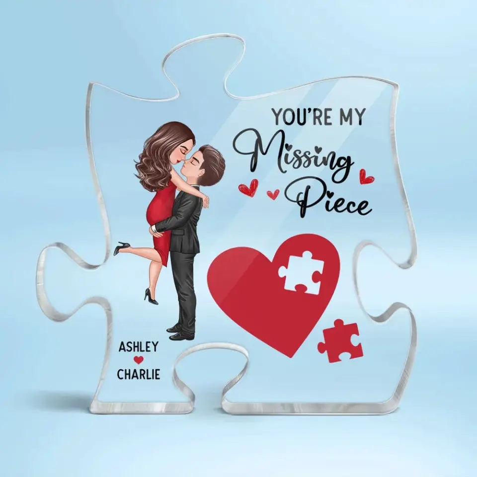 Couple Missing Piece Red Heart Valentine‘s Day Gift For Her Gift For Him Personalized Acrylic Plaque