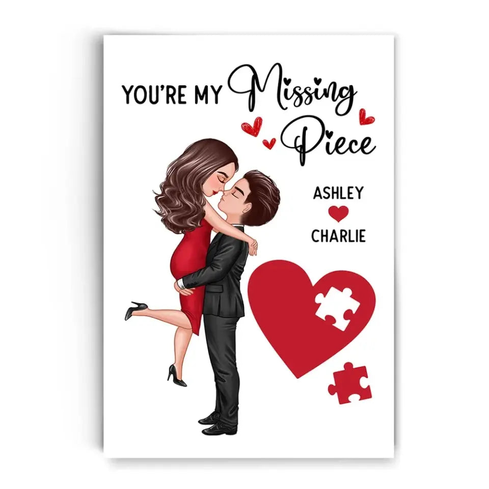 Couple Missing Piece Red Heart Valentine‘s Day Gift Personalized Poster