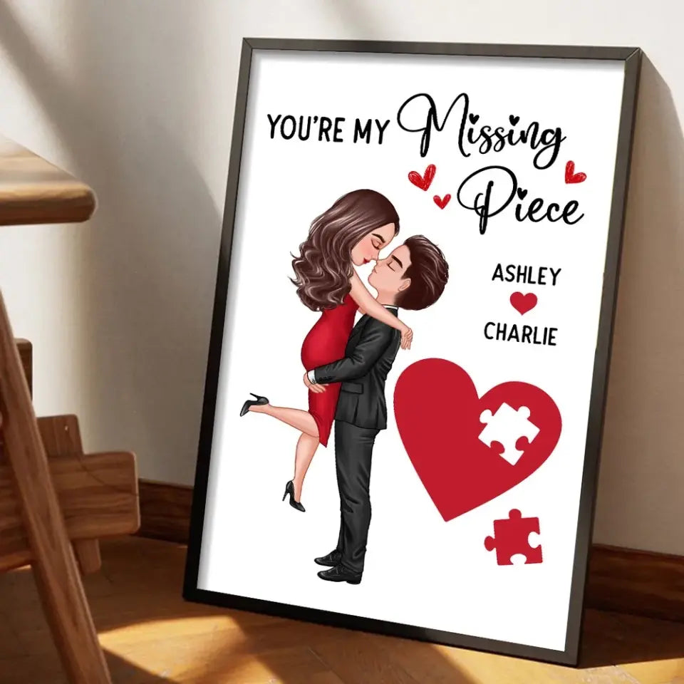 Couple Missing Piece Red Heart Valentine‘s Day Gift Personalized Poster