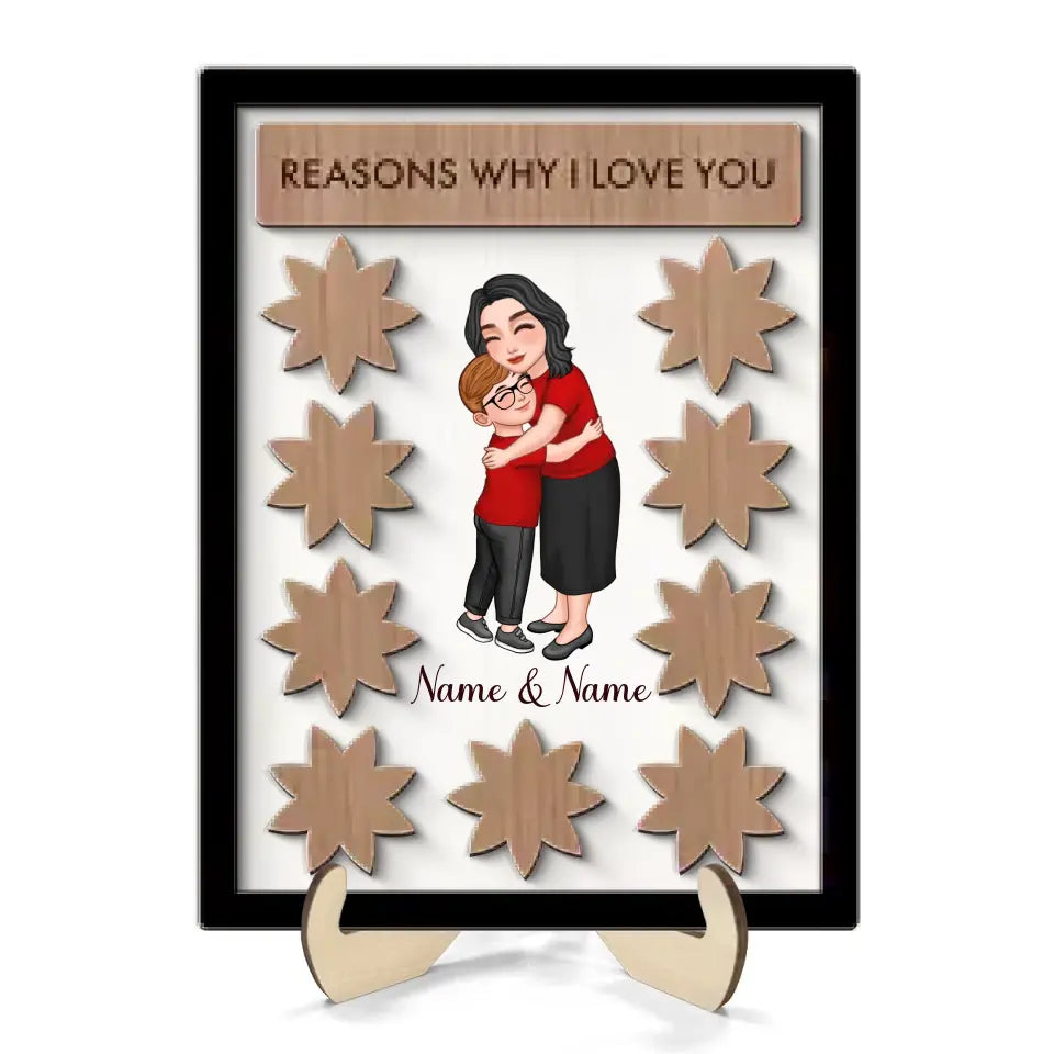 Grandma Mom Reason Why I Love You Kid Personalized 2-layer Wooden Plaque