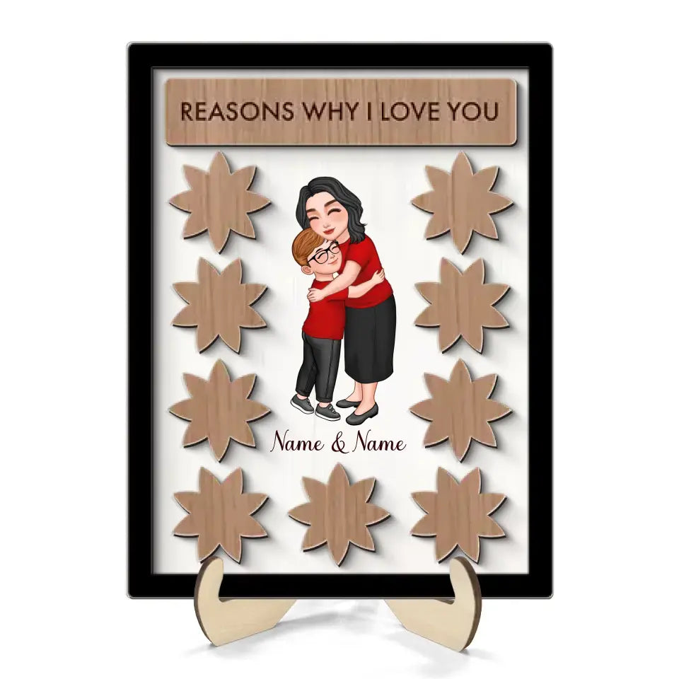 Grandma Mom Reason Why I Love You Kid Personalized 2-layer Wooden Plaque