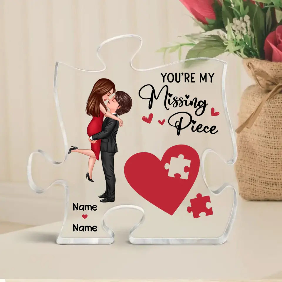 Couple Missing Piece Red Heart Valentine‘s Day Gift For Her Gift For Him Personalized Acrylic Plaque