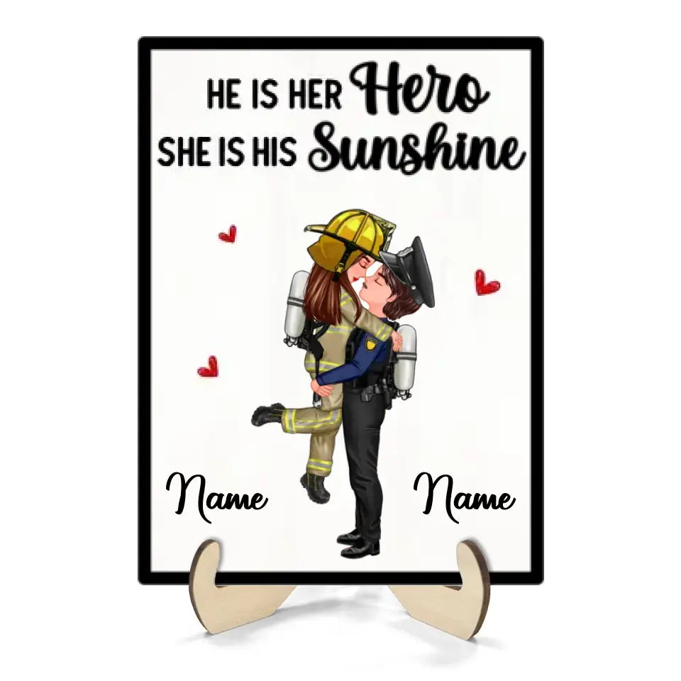 Couple Valentine‘s Day Gifts by Occupation Gift For Her Gift For Him Firefighter, Nurse, Police Officer Personalized 2-Layer Wooden Plaque