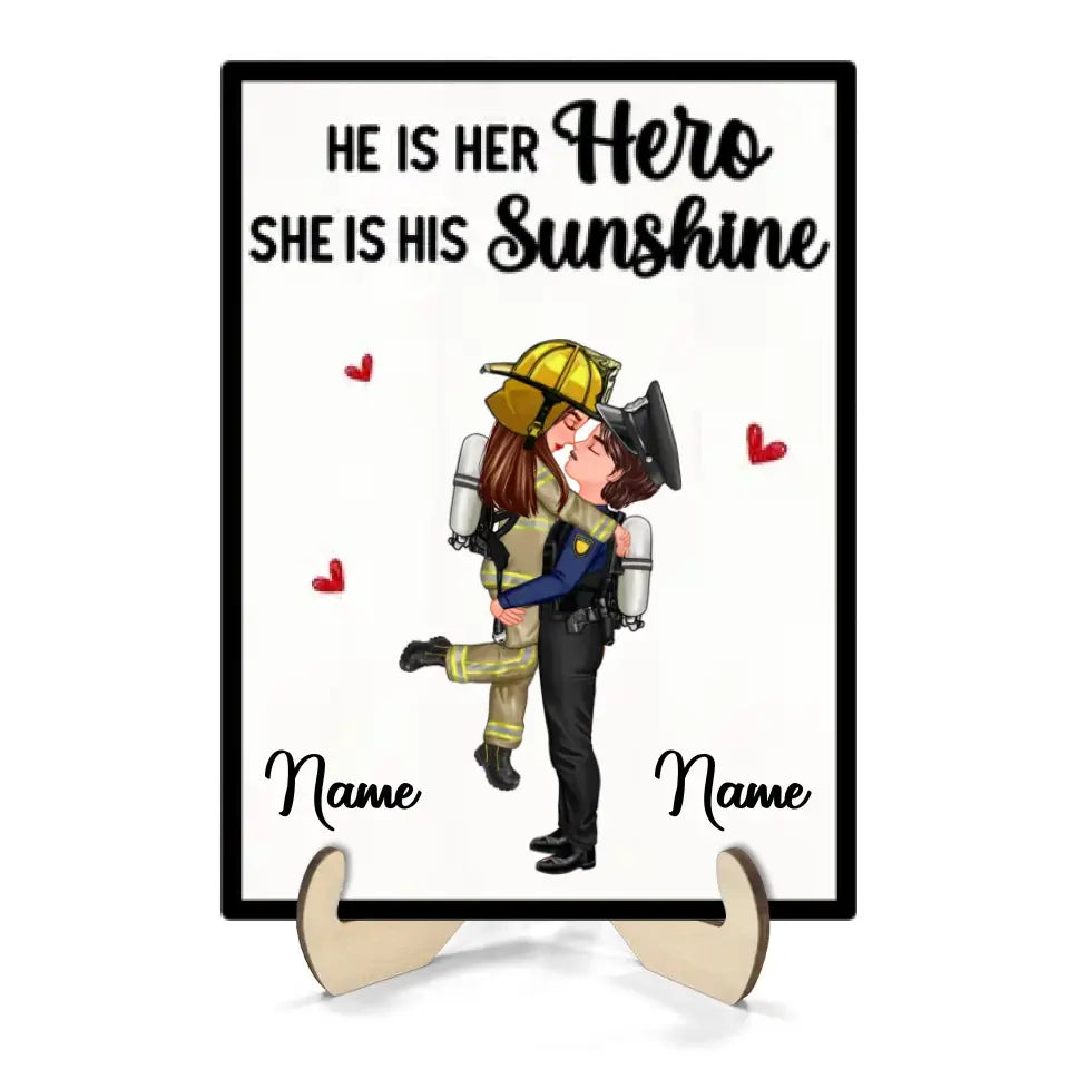 Couple Valentine‘s Day Gifts by Occupation Gift For Her Gift For Him Firefighter, Nurse, Police Officer Personalized 2-Layer Wooden Plaque