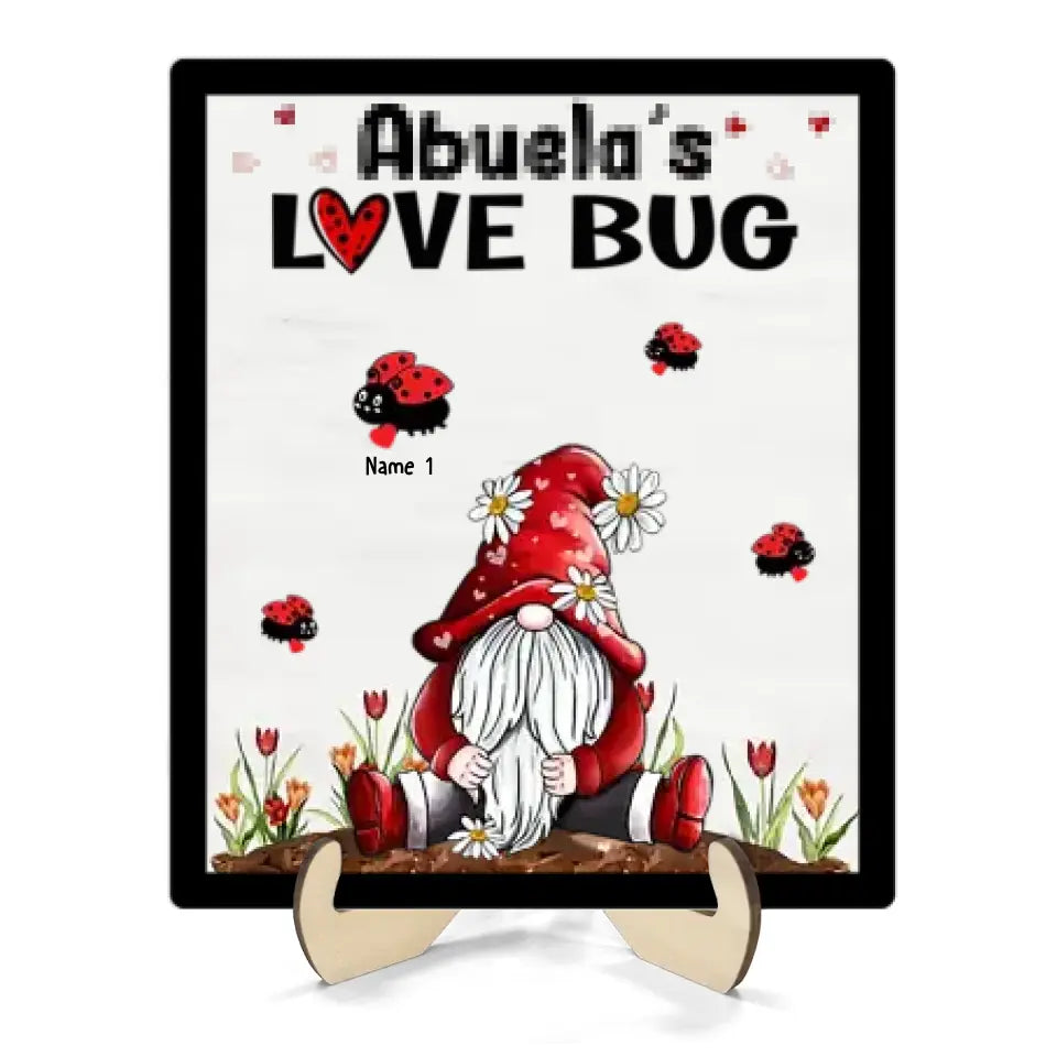 Grandma‘s Love Bugs Gnome Personalized 2-Layer Wooden Plaque