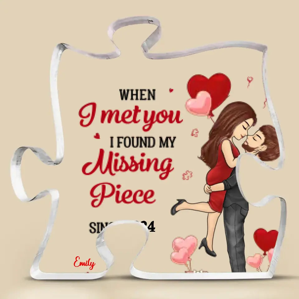 You Are The Missing Piece To My Heart - Couple Personalized Custom Puzzle Shaped Acrylic Plaque - Gift For Husband Wife, Anniversary