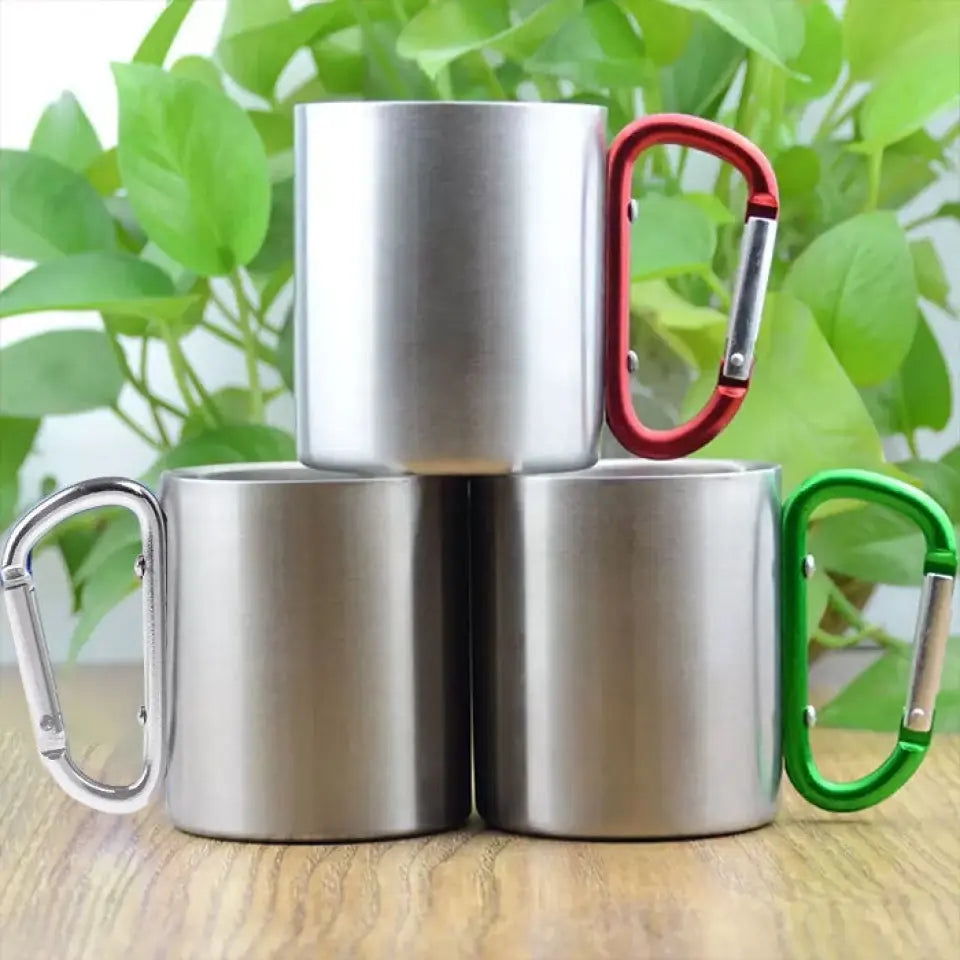 Happy Campers Outdoor Adventure - Personalized Carabiner Camping Mug - Gift For Camping Lovers
