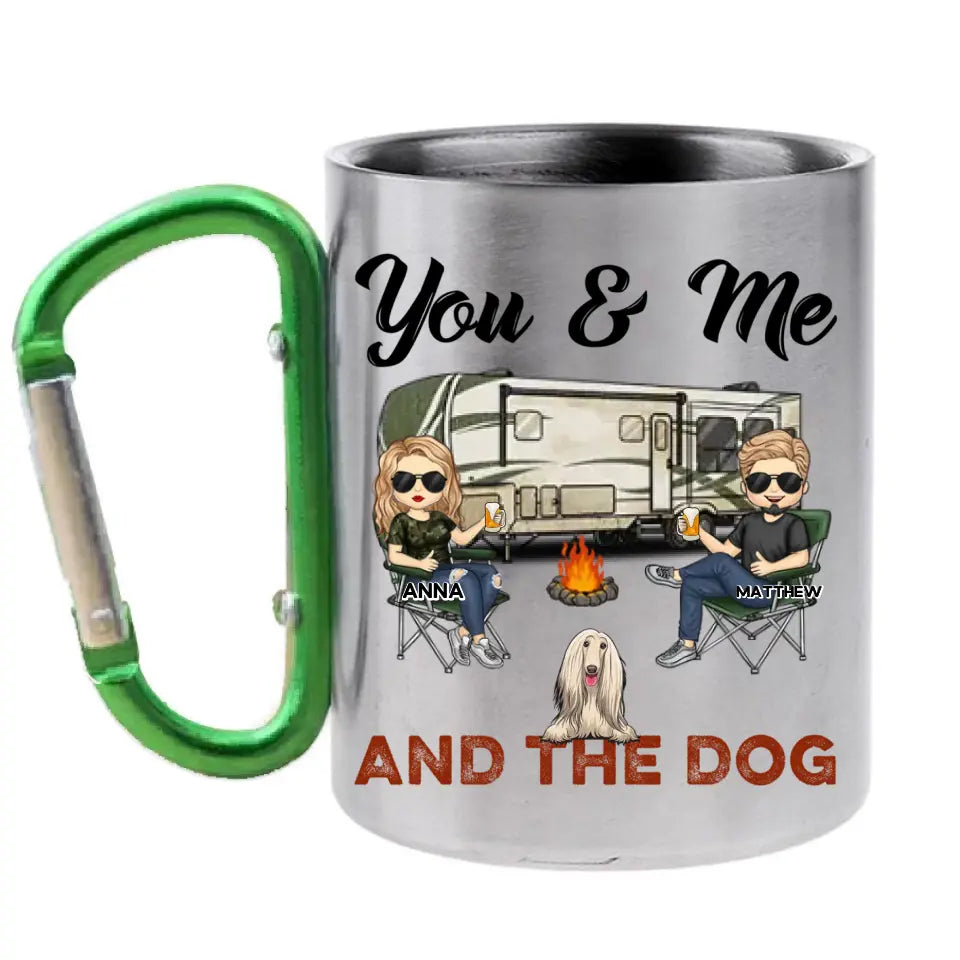 You, Me & The Dogs - Personalized Carabiner Camping Mug - Gift For Camping Lovers