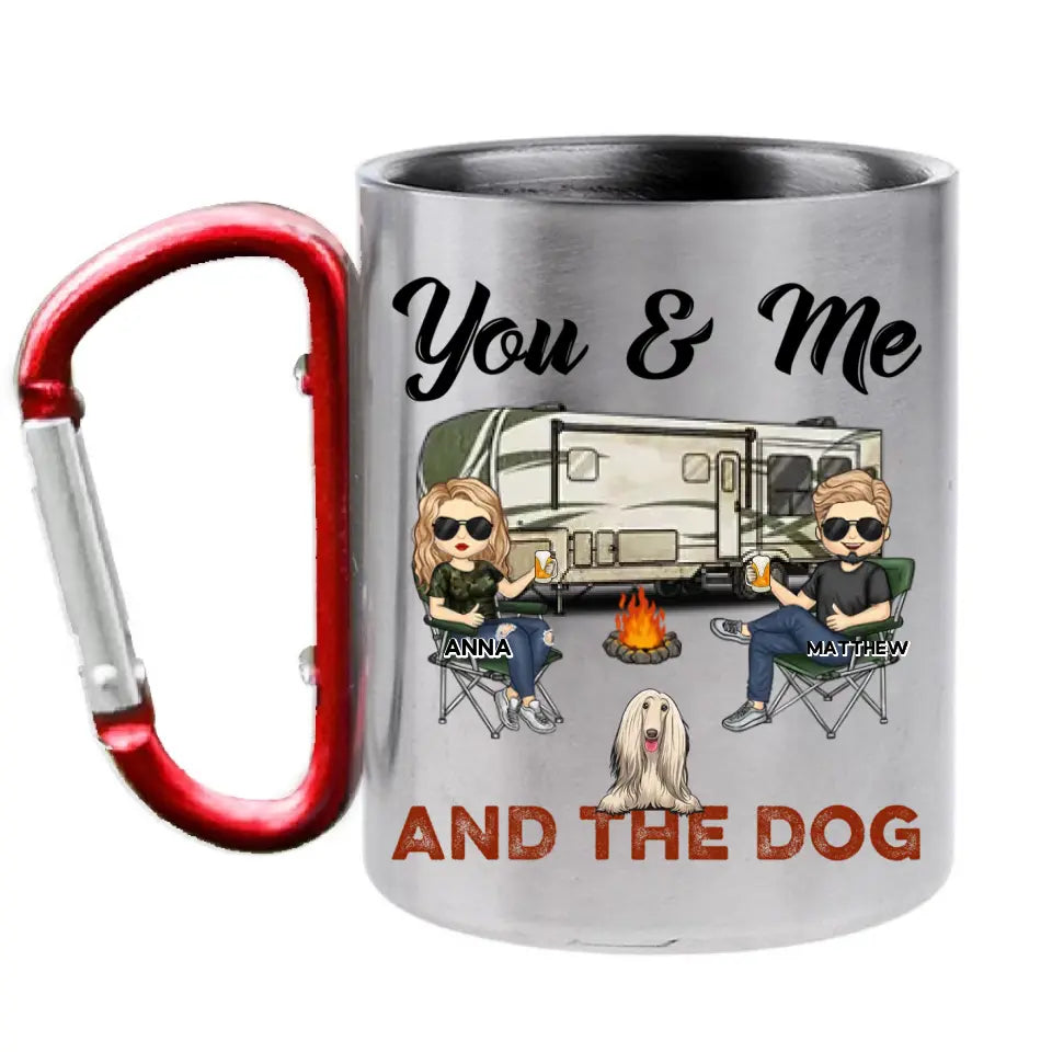 You, Me & The Dogs - Personalized Carabiner Camping Mug - Gift For Camping Lovers